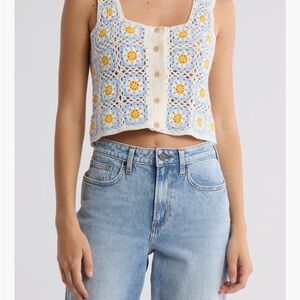 Cotton Emporium Crochet Floral Crop Top